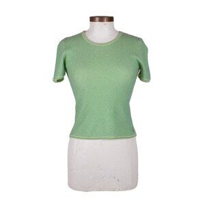 CHANEL CRUISE 2001 Vintage Light Green Cashmere Blend Mesh Covered Sweater